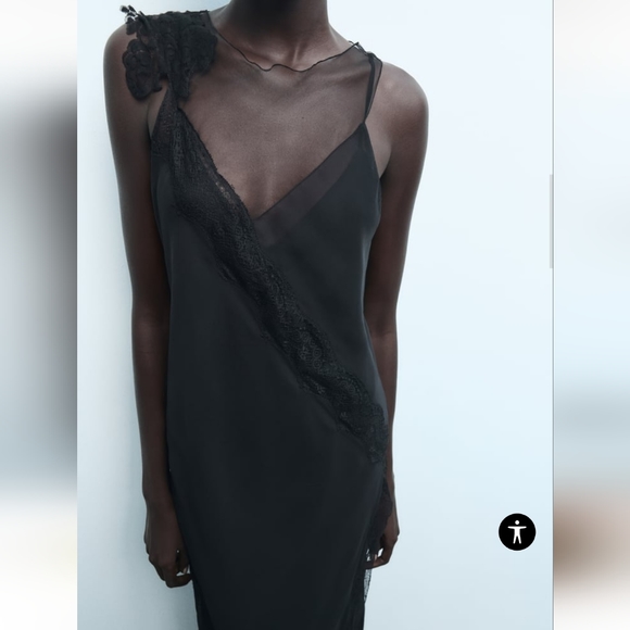 ZARA Combination Lace Dress Maxi - Picture 2 of 8